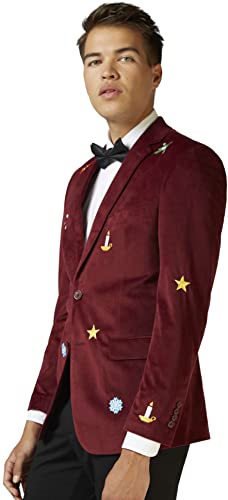 OppoSuits Deluxe Herren Weihnachten - Weihnachten Icons - Dunkelroter Blazer - Weihnachten - Weihnachtsfeiern - Stylische, Hochwertige Jacke - Rot von OppoSuits