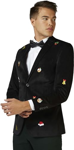 OppoSuits Deluxe Herren Weihnachten - Weihnachten Icons - Schwarzer Blazer - Weihnachten - Xmas Parties - Stylische, Hochwertige Jacke - Schwarz von OppoSuits