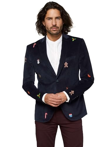 OppoSuits Deluxe Weihnachts-Dinnerjacke für Herren - Weihnachten-Blazer, Marineblau von OppoSuits