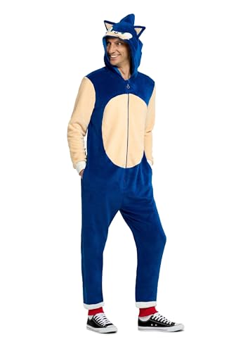 OppoSuits Erwachsene Einteiler Pyjama - Sonic Strampler - Sonic Der Igel Onesie - Blau von OppoSuits