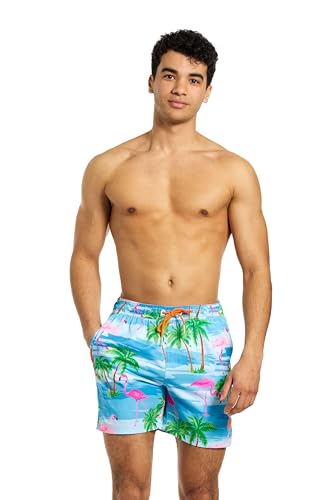OppoSuits Flamingo Badeshorts für Männer - Sommer Strand und Pool Shorts - Loose Fit - Inklusive Kordelzug & Reißverschlüsse- Multicolor von OppoSuits