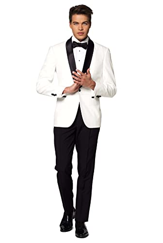 OppoSuits Formales Outfit für Männer - Premium Smoking - Tailliertes Outfit - Weiß und Schwarz - Inklusive Blazer, Hose und Fliege von OppoSuits