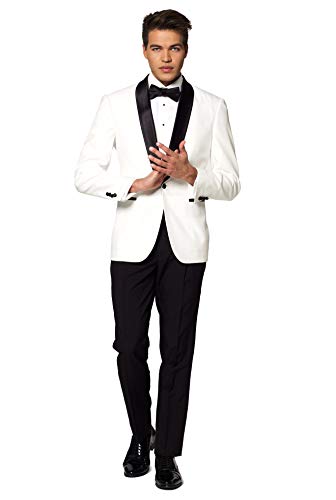 OppoSuits Formales Outfit für Männer - Premium Smoking - Weihnachten - Tailliertes Outfit - Weiß und Schwarz - Inklusive Blazer, Hose und Fliege von OppoSuits