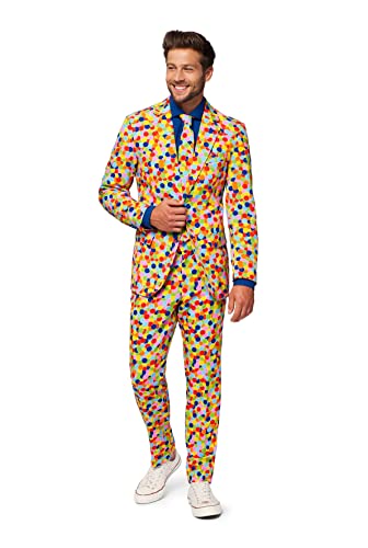 OppoSuits Lustige Verrückt Abschlussball Anzüge für Herren - Komplettes Set: Jackett, Hose und Krawatte,Mehrfarbig,46 von OppoSuits