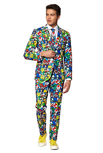 OppoSuits Lustige Verrückt Abschlussball Anzüge für Herren - Komplettes Set: Jackett, Hose und Krawatte,Mehrfarbig,54 von OppoSuits