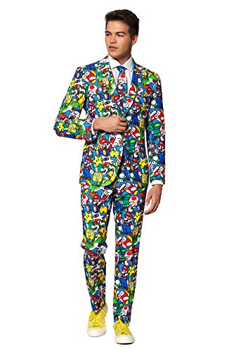 OppoSuits Lustige Verrückt Abschlussball Anzüge für Herren - Komplettes Set: Jackett, Hose und Krawatte,Mehrfarbig, 48 EU von OppoSuits