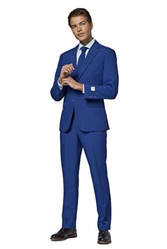 OppoSuits Herrenanzug - 2-teiliges spezielles Flamingo-Innenfutter - schmale Passform - Marineblau - Inklusive Blazer, Hose und Krawatte - Größe EU 56 von OppoSuits