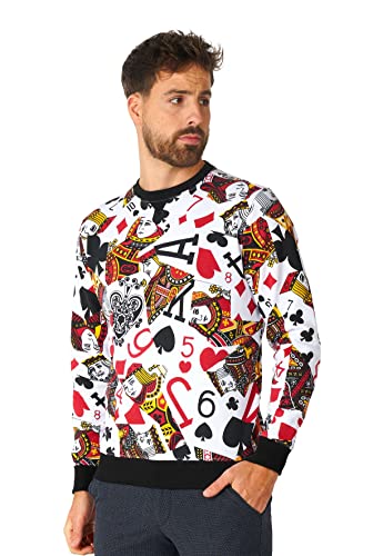 OppoSuits Herren Kreuzkönig Pullover - Perfekt für Partys - Casino Outfit - Mit Langen Ärmeln von OppoSuits