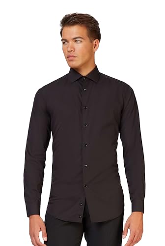 OppoSuits Herren Opposuits Everyday Fitted Button-up Shirt With Long Sleeves For Men Hemd, Schwarzer Ritter, 58 EU von OppoSuits
