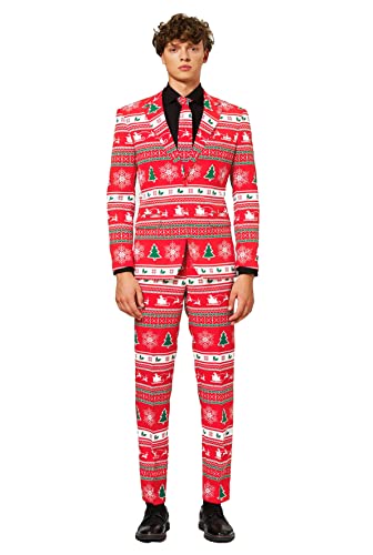 OppoSuits Herren Opposuits Fun Ugly Christmas Suits For Men Winter Wonderland Full Suit: Jacket, Pants & Tie Herrenanzug, Winter Wonderland, 46 EU von OppoSuits