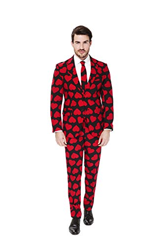 OppoSuits Herren Opposuits Funny Prom Suits For Men – King Of Hearts Comes With Jacket, Pants And Tie v Funny Desig M nneranzug, King Of Hearts, 46 EU von OppoSuits