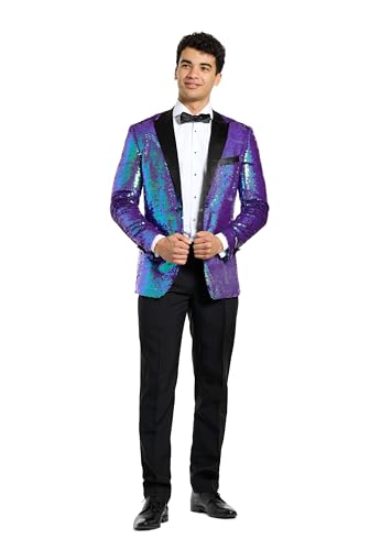 OppoSuits Herren Smoking - Chique Pailletten Smoking - Slim Fit - inklusive Blazer, Hose und Fliege - Glänzend von OppoSuits