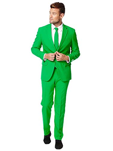 OppoSuits Modisch Party Einfarbige Anzüge für Herren - Mit Jackett, Hose und Krawatte, Dunkelgrün (Evergreen), 46 von OppoSuits