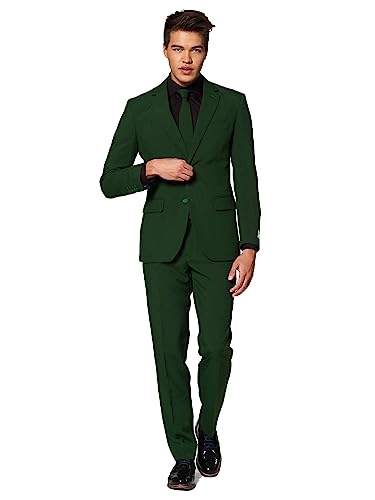 OppoSuits Modisch Party Einfarbige Anzüge für Herren - Mit Jackett, Hose und Krawatte, Grün (Glorious Green), 52 von OppoSuits