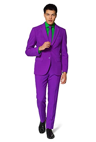 OppoSuits Modisch Party Einfarbige Anzüge für Herren - Mit Jackett, Hose und Krawatte, Lila (Purple Prince), 54 von OppoSuits