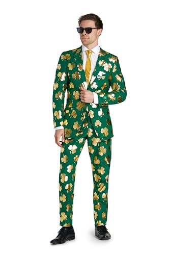 OppoSuits Herrenanzug St. Paddy's Day – St. Patrick's Day Party Wear – schmale Passform – inklusive Blazer, Hose und Krawatte – Grün von OppoSuits