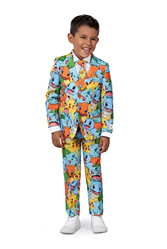 OppoSuits Jungen-Pokémon-Anzug - Pikachu-Outfit - Inklusive Blazer, Hose und Krawatte - Mehrfarbig von OppoSuits