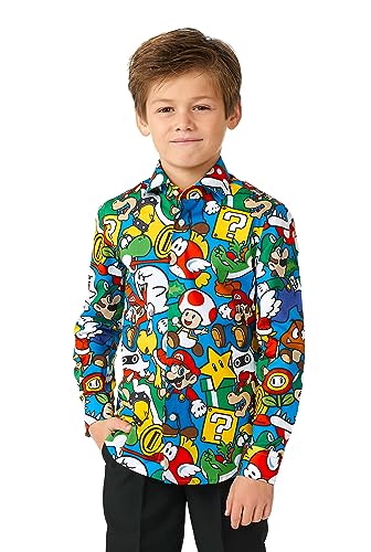 OppoSuits Jungen-Super-Mario-Jungen-Shirt - Nintendo-Outfit - Inklusive 1 Hemd mit Knöpfen - Langärmliges von OppoSuits