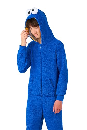 OppoSuits Kinder Cookie Monster Onesie - Sesamstraße Einteiliger Schlafanzug - Lose Passform - Inklusive Taschen - Blau von OppoSuits