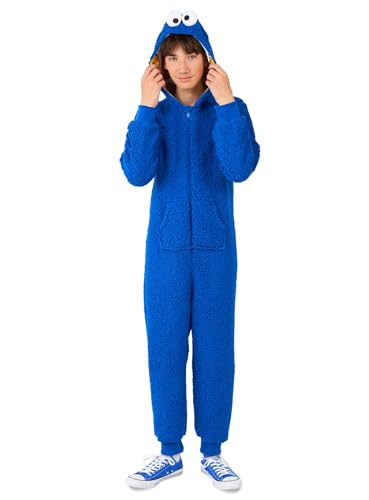 OppoSuits Kinder Cookie Monster Onesie - Sesamstraße Einteiliger Schlafanzug - Lose Passform - Inklusive Taschen - Blau von OppoSuits