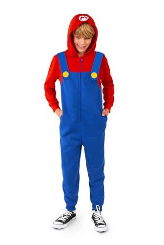 OppoSuits Kinder Mario Onesie - Nintendo Einteilige Pyjamas - Loose Fit - Inklusive Taschen - Blau von OppoSuits