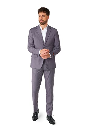 OppoSuits Lässiger Daily Dunkelgrauer Anzug - Perfekt für Freizeit - Abendgarderobe - Inklusive Blazer und Hose - Grau - Größe US 38 von OppoSuits