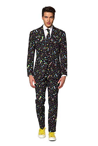 OppoSuits Lustige Verrückt Abschlussball Anzüge für Herren - Komplettes Set: Jackett, Hose und Krawatte,Disco Dude,38 von OppoSuits