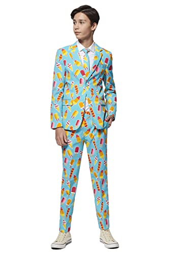 OppoSuits Lustige Verrückt Anzüge für Jungen 10 - 16 Jahre alt - Kommt mit Jacke, Hose und Krawatte Cool Cones 134/140 EU (10Y) von OppoSuits