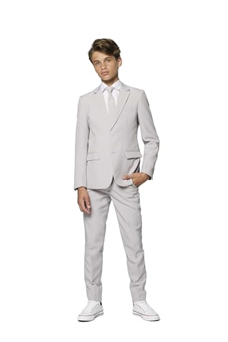 OppoSuits Groovy Grauer Einfarbiger Anzug für Teenager-Jungen - Abschlussball- und Hochzeitsfeier-Outfit - einschließlich Blazer, Hose und Krawatte - Grau von OppoSuits