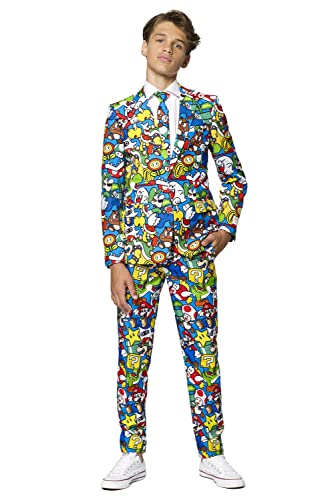 OppoSuits Teen Boys Super Mario Anzug - Nintendo-Outfit - Inklusive Blazer, Hose und Krawatte - Mehrfarbig - Größe 14 Years von OppoSuits