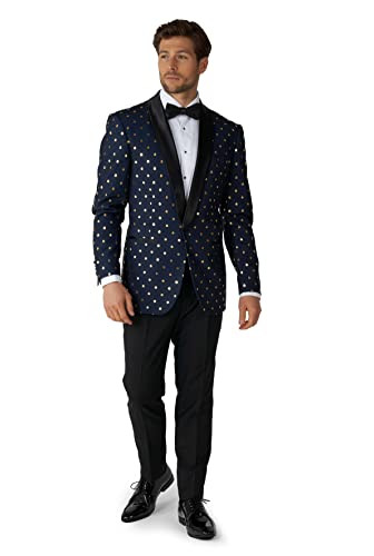 OppoSuits Men's Christmas Tuxedo - Holiday Outfit - Tailliertes Outfit - Navy und Gold - Inklusive Blazer, Hose und Fliege von OppoSuits
