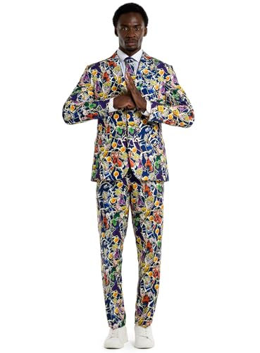 OppoSuits Men's Themaparty Anzug - Dragon Ball Z - Vegeta Goku Outfit - Comic Con, Themenpartys, Anime Anzug - Slim Fit - Multicolor - Inklusive Blazer, Hose und Krawatte von OppoSuits