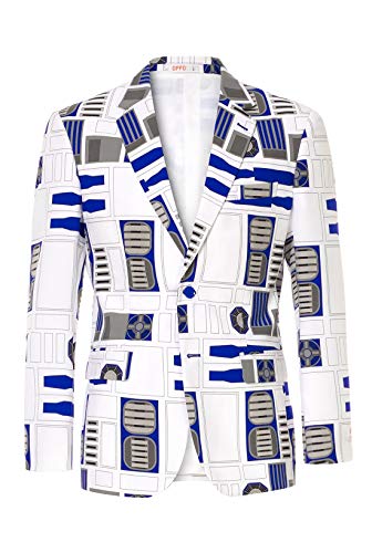 OppoSuits R2D2 - Official Star Wars Herren Blazer - Jacken für Herren in verschiedenen Drucken inkl. Jackett & Krawatte - Größe 50 von OppoSuits