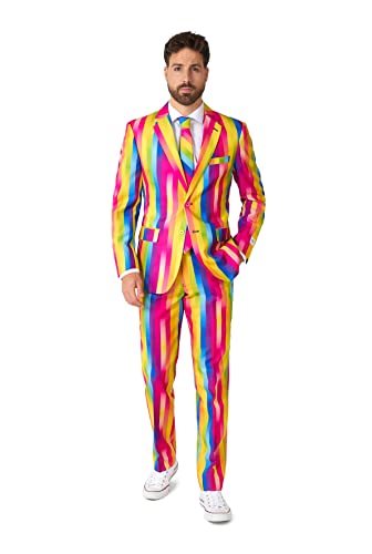 OppoSuits Rainbow Glaze Herrenanzug - Perfekt für Stolz - Rainbow Pride - Inklusive Blazer, Hose und Krawatte von OppoSuits