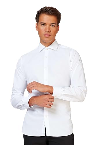 OppoSuits Täglich Tailliertes Hemd mit Knöpfen und langen Ärmeln für Männer White Knight XL von OppoSuits