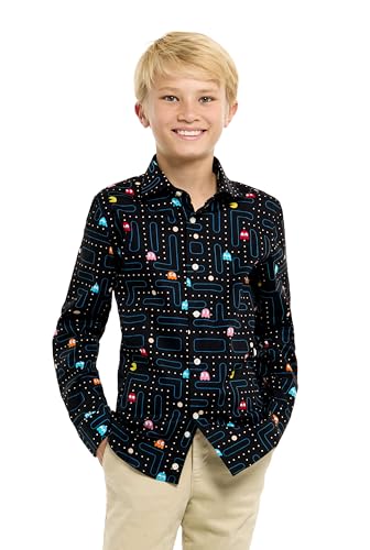 OppoSuits Teen Boys PAC-Man™ Shirt - Retro-Gaming-Outfit - Schwarz von OppoSuits