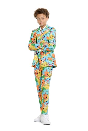 OppoSuits Teenager-Jungen-Pokémon-Anzug - Pikachu-Outfit - Inklusive Blazer, Hose und Krawatte - Mehrfarbig - Größe 12 Years von OppoSuits