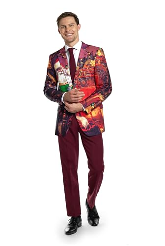 OppoSuits Vintage Santa Anzug für Herren - Weihnachtsanzug - Inklusive Blazer, Hose und Krawatte - Rot von OppoSuits