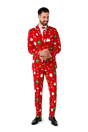 OppoSuits Weihnachtsanzug für Herren - Weihnachten Icons Outfit - Tailliertes Outfit - Festlichkeit Rot von OppoSuits