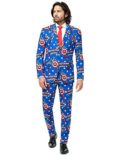 Opposuits Official Marvel Comics Hero Suits - Infinity War Avengers Costume Comes with Pants, Jacket and Tie, Captain America,48 von OppoSuits