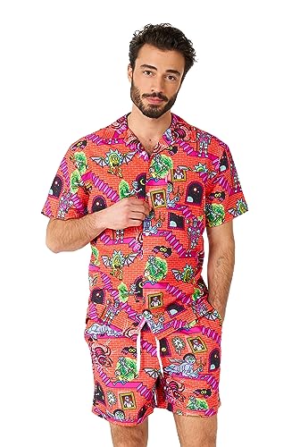 OppoSuits Summer Combo's - Herren Zweiteiliges Set - Strand Badebekleidung - inkl. Hemd und Short, Rick & Morty' Surreal, L von OppoSuits