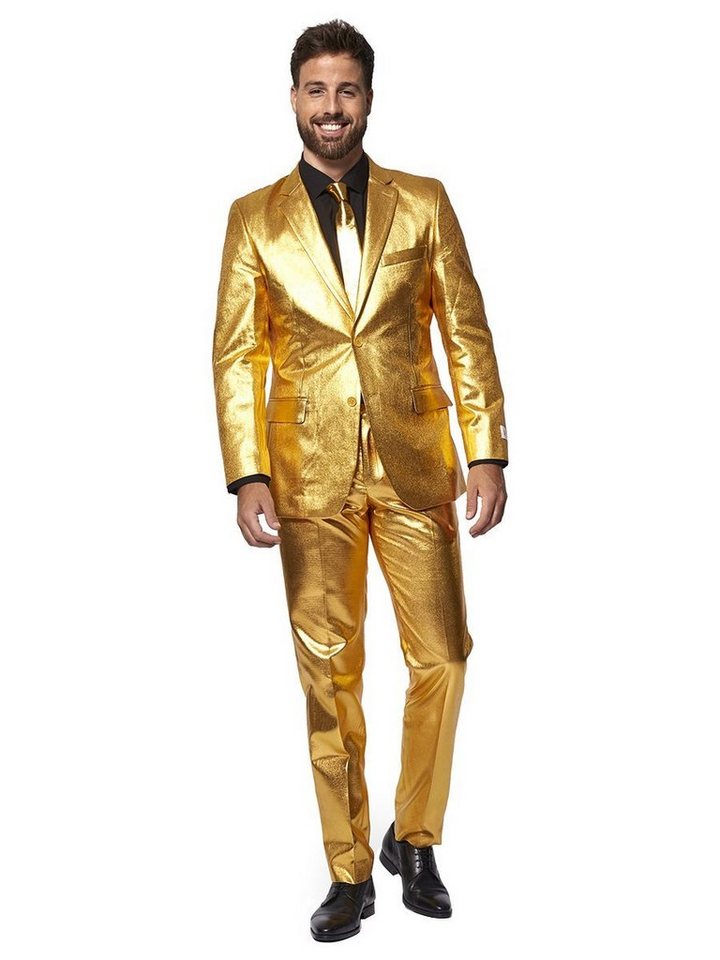 Opposuits Anzug Groovy Gold Kostüm Anzug - für Karneval Silvester Going for Gold: Bling-Bling zum Anziehen von Opposuits