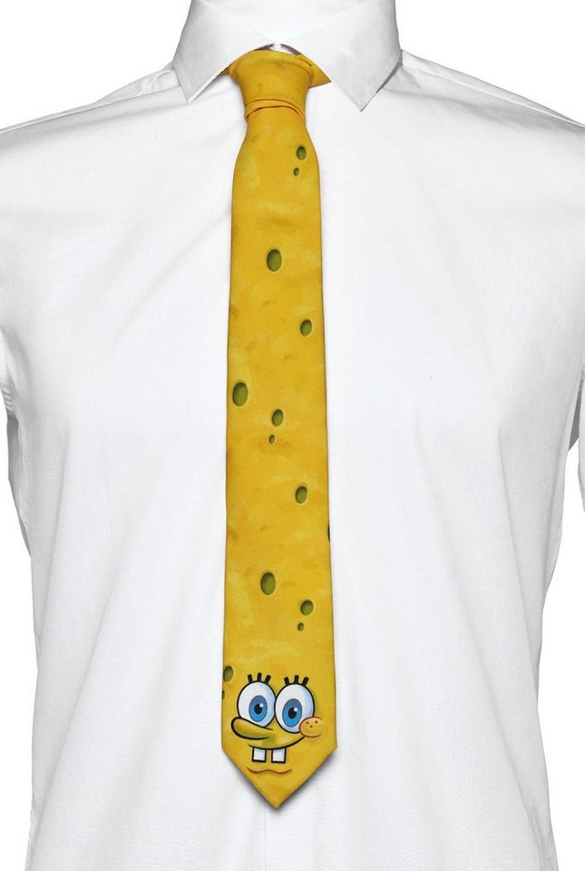 Opposuits Krawatte Spongebob Krawatte – Sponge Lustiger und auffallender Schlips mit schwammigem Muster von Opposuits