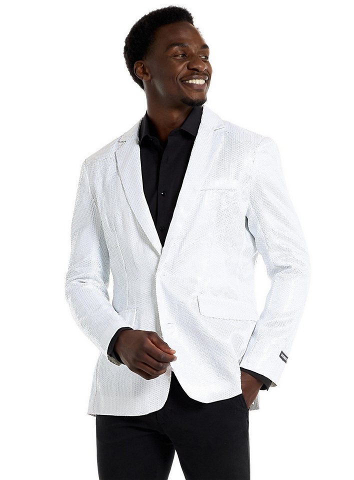 Opposuits T-Shirt Glitzerjacke weiß Eine weiße Discokugel zum Anziehen! von Opposuits