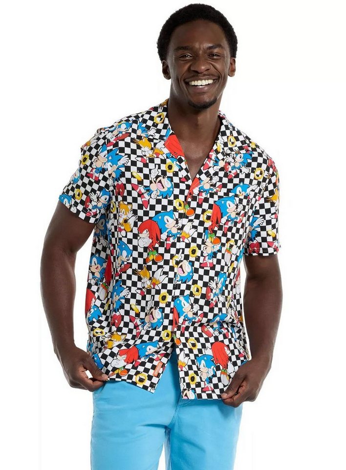 Opposuits T-Shirt Sonic Retro Rings Hawaiihemd Sommerhemd für urlaubsreife Gamer von Opposuits