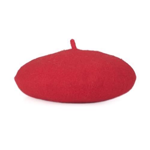 Kinder Barett Mütze Wolle Baskenmütze klassische Künstlermütze im französischen Stil- Rot von Opromo