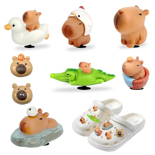 Capybara Sachen Anstecker,8 PCS Capybara Sachen Charms, 8 PCS Capybara Sachen Shoe Charm Schuh Schuhanstecker, Capybara Sachen Mode Schuhanhänger, Clog Schuhdekoration für Schuhe Damen Herren Kinder von OptiPlay