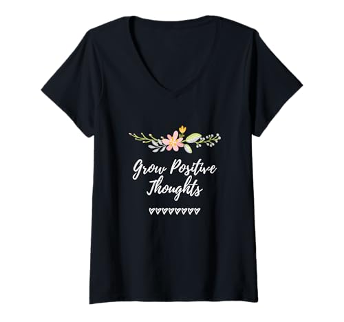 Damen Positive Gedanken entwickeln, Achtsamkeit, Inspiration, Motivation T-Shirt mit V-Ausschnitt Damen Positive Gedanken entwickeln, Achtsamkeit, Inspiration, Motivation T-Shirt mit V-Ausschnitt von Optimistic People Wellness Advocate