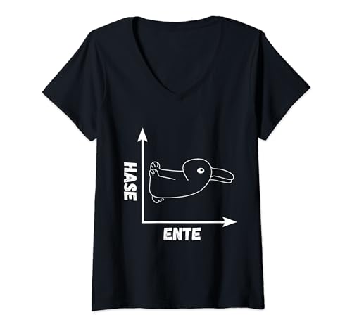 Damen Wittgenstein Ente Hase Kaninchen Logik Optische Täuschung T-Shirt mit V-Ausschnitt von Optische Illusion Täuschung Verwirrung
