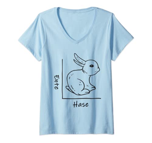 Damen Wittgenstein Ente Hase Kaninchen Logik Optische Täuschung T-Shirt mit V-Ausschnitt von Optische Illusion Verwirrung Wittgenstein Lehrer